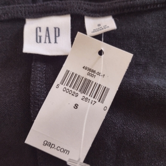 NWT Long-Sleeve Wrap Dress S Black Midi Minimalist Everyday Casual GAP Classic - Picture 8 of 8